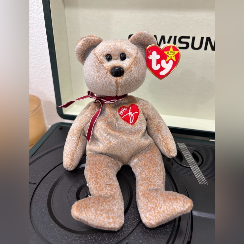 Ty Beanie Babies Tan Teddy Bear with Red Heart